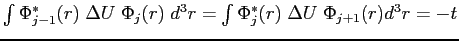 $ \int\Phi^*_{j-1}(r)\;\Delta U\;\Phi_j(r)\;d^3r =\int\Phi^*_j(r)\;\Delta U\;\Phi_{j+1}(r)d^3r=-t$