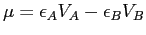 $ \mu=\epsilon_AV_A-\epsilon_BV_B$