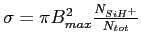 $ \sigma=\pi B_{max}^2 \frac{N_{SiH^+}}{N_{tot}}$